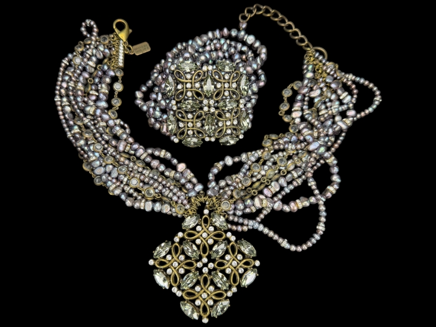 Badgley Mischka Statement Necklace and Matching Bracelet