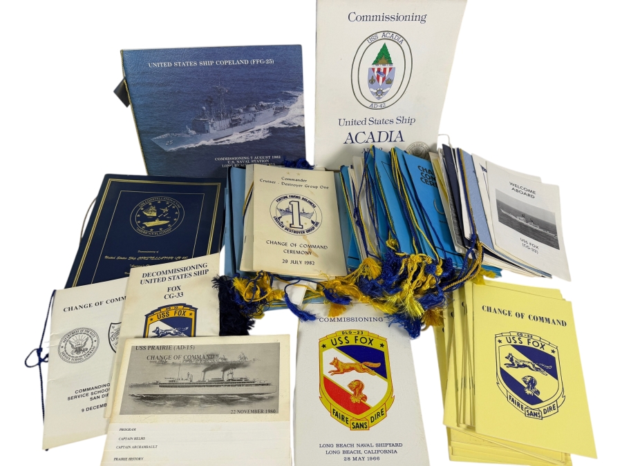 Large Collection of US Navy Ship Commissioning / Decommissioning / Change of Command / Ship Information Programs Materials