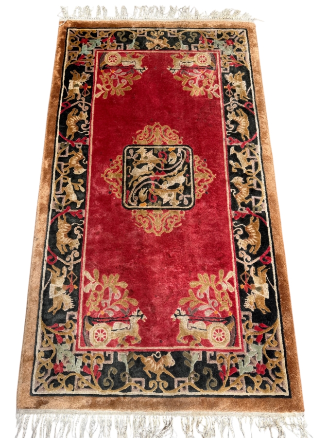 Vintage Chinese Art Deco Wool Rug 28' X 48'