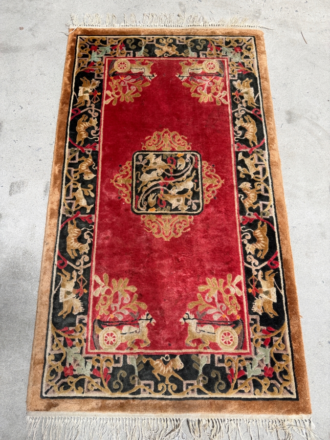 Vintage Chinese Art Deco Wool Rug 28' X 48' [Photo 2]