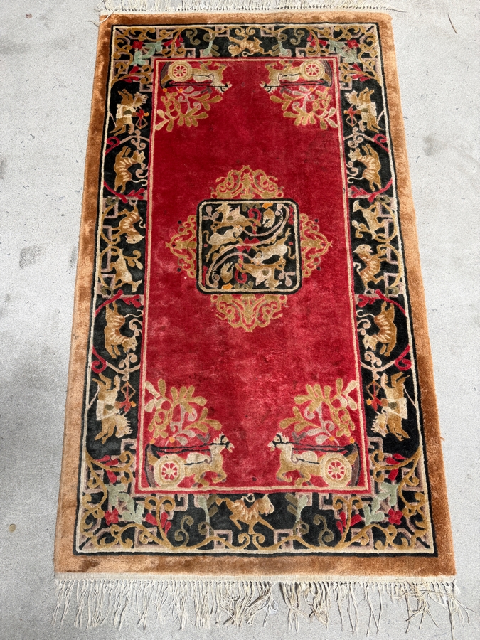 Vintage Chinese Art Deco Wool Rug 28' X 48' [Photo 3]