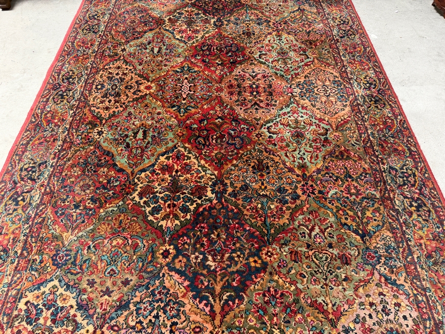 Karastan Multi-Color Panel Kirman Wool Area Rug 5.9' X 9' (See Photos for a Small Missing Wool) [Photo 3]