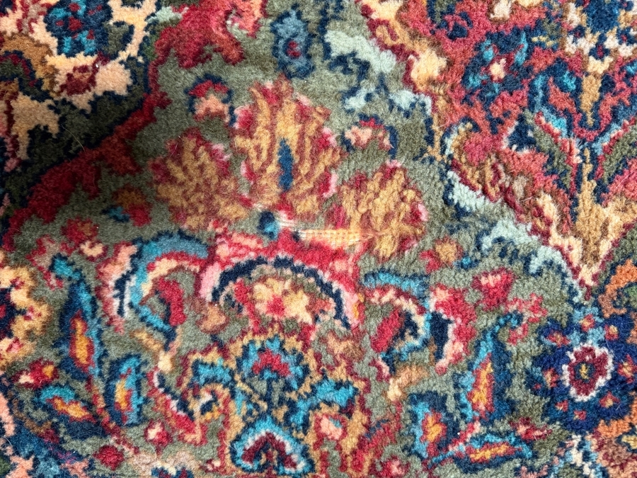 Karastan Multi-Color Panel Kirman Wool Area Rug 5.9' X 9' (See Photos for a Small Missing Wool) [Photo 5]