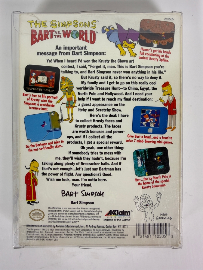 Vintage 1991 The Simpsons: Bart vs. the World Video Game Cartridge for Nintendo Entertainment System (NES) [Photo 4]