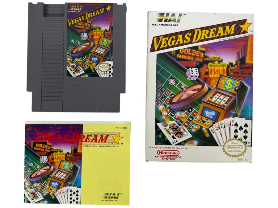 Vintage 1990 Vegas Dreams Video Game Cartridge for Nintendo Entertainment System (NES)