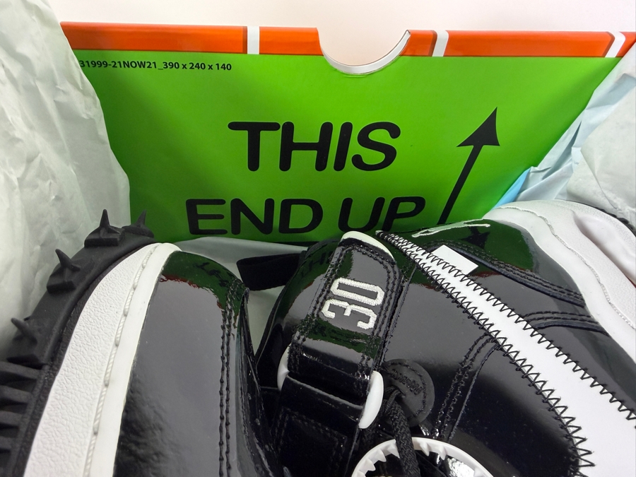 New Off-White x Nike Air Force 1 Mid SP 'Sheed' (DR0500-001) Sneakers Pays Homage to Rasheed Wallace’s Iconic 2001 Air Force 1 High Player Exclusive (PE) Featuring His '30' Jersey Number Embroidery and Silhouette Logo on the Heel Men's Size 9 [Photo 7]
