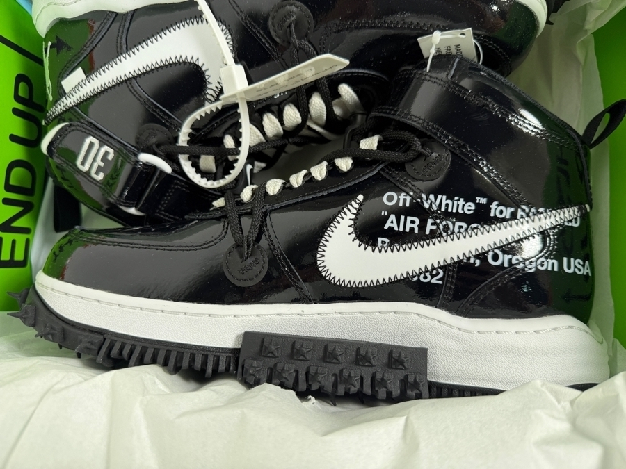 New Off-White x Nike Air Force 1 Mid SP 'Sheed' (DR0500-001) Sneakers Pays Homage to Rasheed Wallace’s Iconic 2001 Air Force 1 High Player Exclusive (PE) Featuring His '30' Jersey Number Embroidery and Silhouette Logo on the Heel Men's Size 9 [Photo 5]