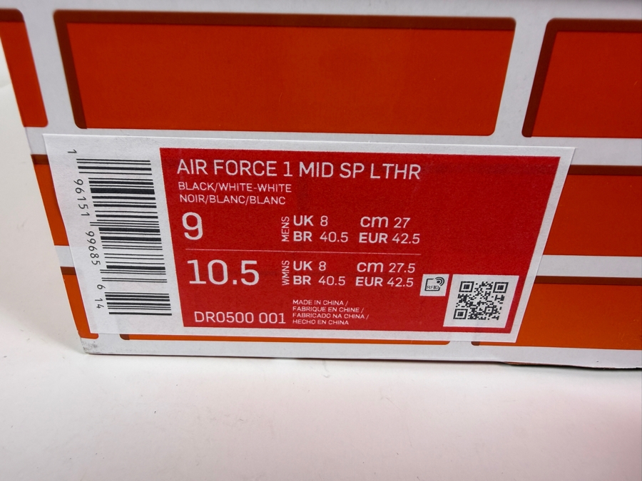 New Off-White x Nike Air Force 1 Mid SP 'Sheed' (DR0500-001) Sneakers Pays Homage to Rasheed Wallace’s Iconic 2001 Air Force 1 High Player Exclusive (PE) Featuring His '30' Jersey Number Embroidery and Silhouette Logo on the Heel Men's Size 9 [Photo 12]