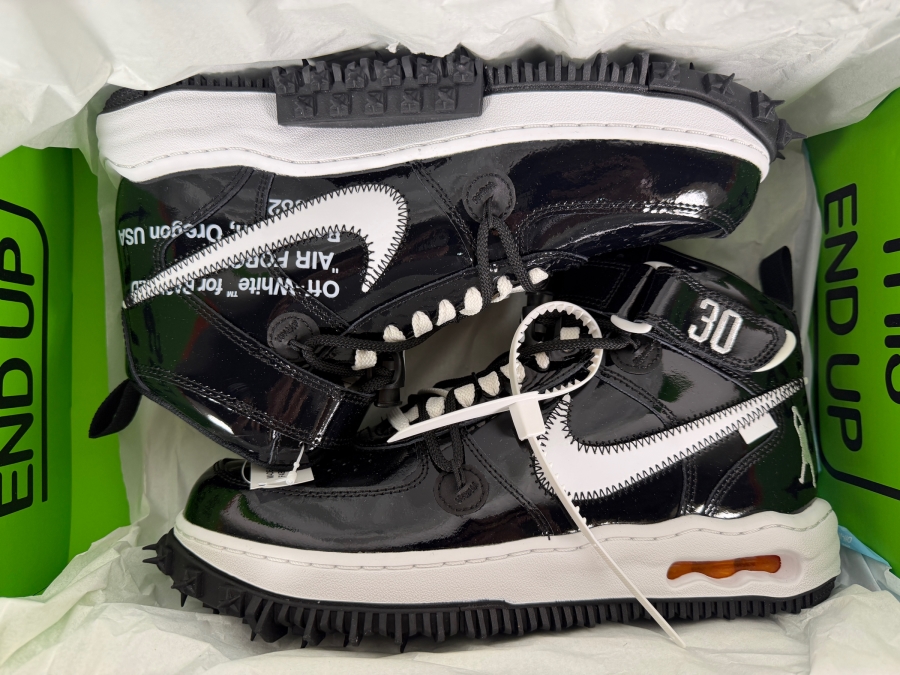 New Off-White x Nike Air Force 1 Mid SP 'Sheed' (DR0500-001) Sneakers Pays Homage to Rasheed Wallace’s Iconic 2001 Air Force 1 High Player Exclusive (PE) Featuring His '30' Jersey Number Embroidery and Silhouette Logo on the Heel Men's Size 9