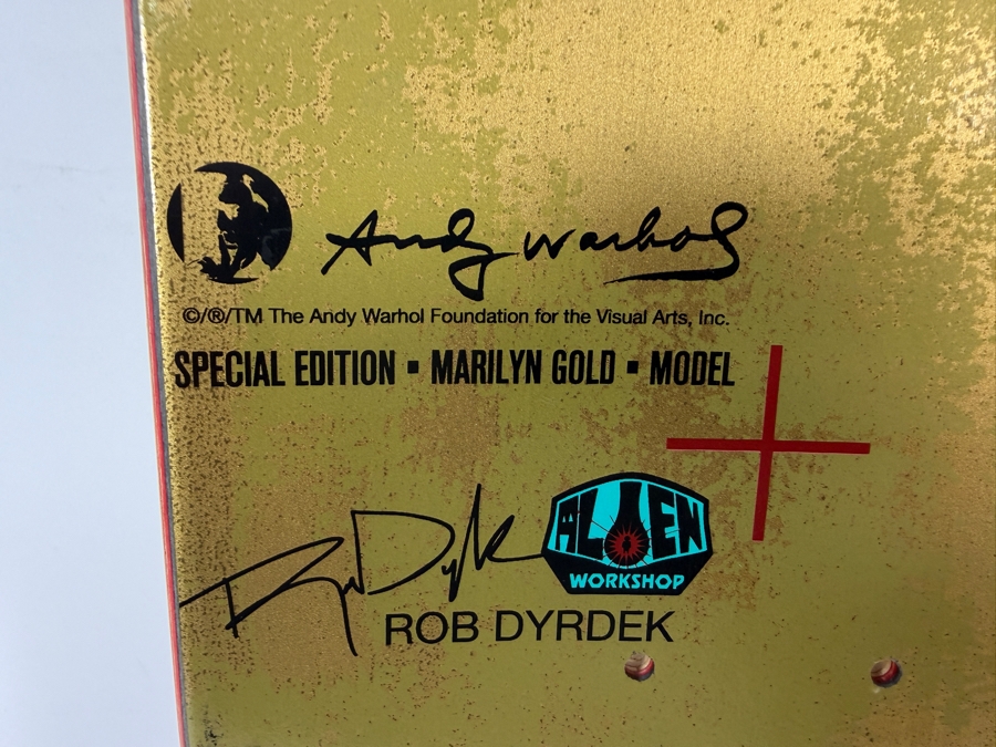 New Special Limited Edition Alien Workshop x Andy Warhol 'Marilyn Gold' Skateboard Deck Designed for Pro Skater Rob Dyrdek 31.5'L Estimate $1,000 [Photo 7]