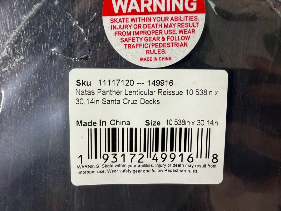 New Factory Sealed Santa Cruz Natas Panther Lenticular Reissue Skateboard Deck 30'L [Photo 6]