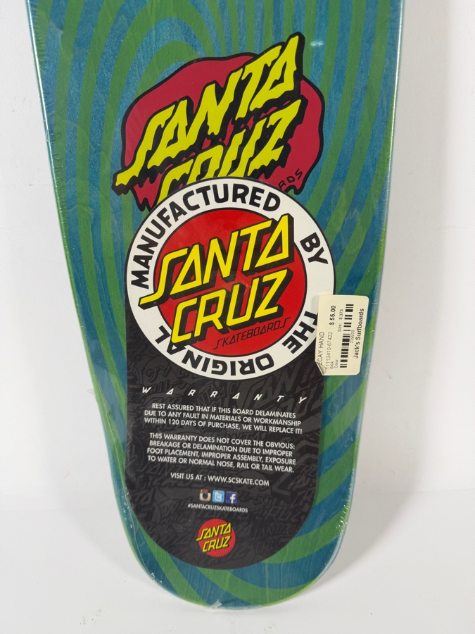 New Factory Sealed Santa Cruz Decay Hand Skateboard Deck - Blue/Green 31.5'L [Photo 4]