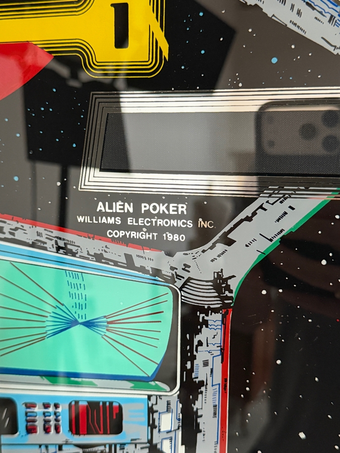 Vintage 1980 Williams 'Alien Poker' Pinball Machine Backglass Professionally Framed 31' X 28' [Photo 5]