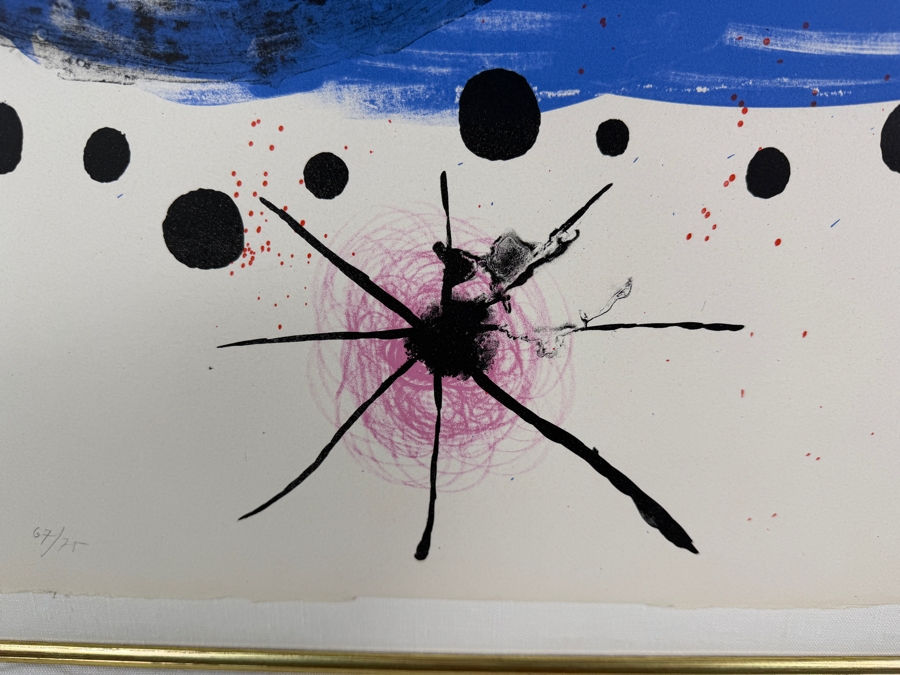 Joan Miro (1893-1983, Spain) Signed Lithograph in Color (Album 19, Plate 7) on Rives Vellum Paper Initialed in Pencil Numbered 67 of 75 from the Arabic Numbered Edition of 75 Published and Printed by Maeght, Paris 26 1/8' X 20' [Photo 5]