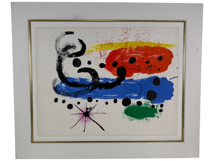 Joan Miro (1893-1983, Spain) Signed Lithograph in Color (Album 19, Plate 7) on Rives Vellum Paper Initialed in Pencil Numbered 67 of 75 from the Arabic Numbered Edition of 75 Published and Printed by Maeght, Paris 26 1/8' X 20' [Photo 3]
