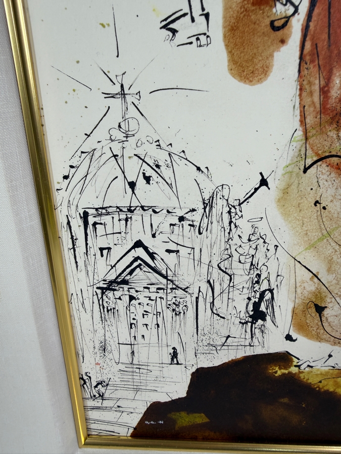 Salvador Dali (1904-1989, Spain) Tu es Petrus (You are Peter) 1964 Lithograph in Color on Heavy Rag Paper Signed in Color Pencil Annotated 'G.A.' and Lettered - 1 of 105 Illustrations of the 'Sacra Biblia' by Rizzoli Editions Milan Italy 13.75' X 19' [Photo 4]