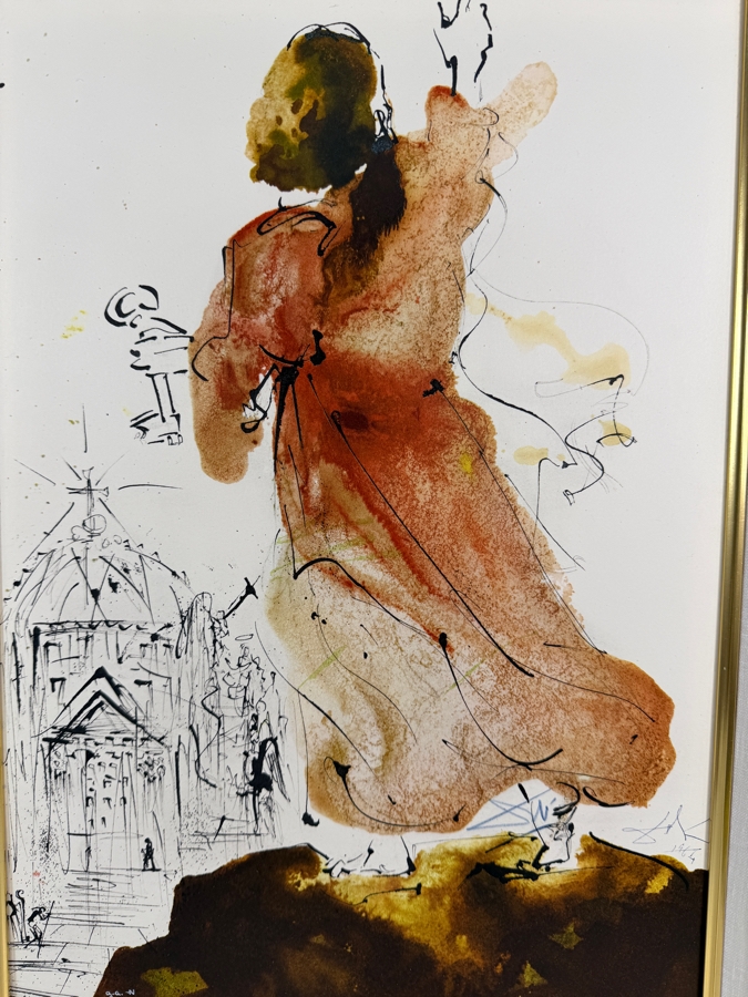 Salvador Dali (1904-1989, Spain) Tu es Petrus (You are Peter) 1964 Lithograph in Color on Heavy Rag Paper Signed in Color Pencil Annotated 'G.A.' and Lettered - 1 of 105 Illustrations of the 'Sacra Biblia' by Rizzoli Editions Milan Italy 13.75' X 19' [Photo 3]