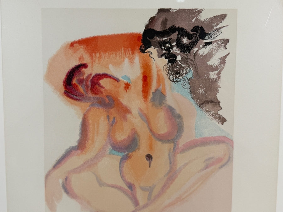 Salvador Dali (1904-1989, Spain) Wood Engraving in Color on Rives Paper - 1 of 100 Illustrations of Dante's 'Divine Comedy' Hand Signed in Pencil By Salvador Dali Published by Les Editions d' Art Les Heures Claires, Paris 10.25' X 13' [Photo 8]