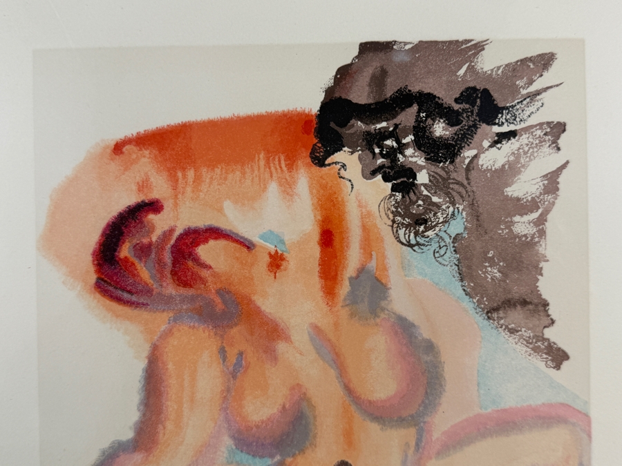 Salvador Dali (1904-1989, Spain) Wood Engraving in Color on Rives Paper - 1 of 100 Illustrations of Dante's 'Divine Comedy' Hand Signed in Pencil By Salvador Dali Published by Les Editions d' Art Les Heures Claires, Paris 10.25' X 13' [Photo 7]