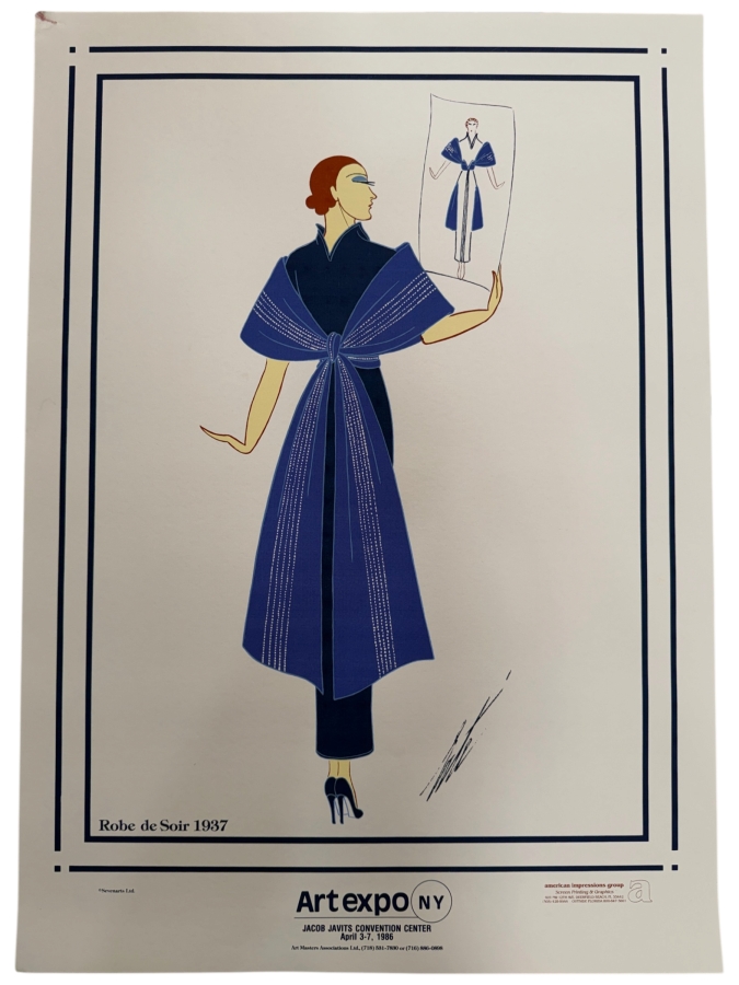 Art Expo NY 1986 Poster Featuring the Art Deco Fashion Design 'Robe de Soir 1937' by the Russian-born French Artist Erte (Romain de Tirtoff) 20' X 28'