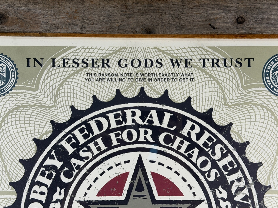 Shepard Fairey 'This Is Your God (aka 'Lesser Gods') Offset Lithograph 2003 Signed Lower Right Professionally Framed 24 X 36 Framed 31 X 43 [Photo 5]