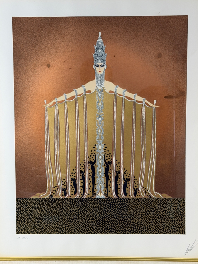 Erte (Romain de Tirtoff) (1892-1990, New York / Russia) Limited Edition Artist Proof A/P Serigraph Titled 'Adoration' Created in 1978 Artist Signed Lower Right Numbered XI of XX 19' X 24' Framed 33.5' X 38.5'