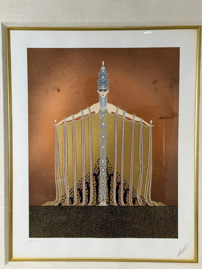 Erte (Romain de Tirtoff) (1892-1990, New York / Russia) Limited Edition Artist Proof A/P Serigraph Titled 'Adoration' Created in 1978 Artist Signed Lower Right Numbered XI of XX 19' X 24' Framed 33.5' X 38.5' [Photo 3]