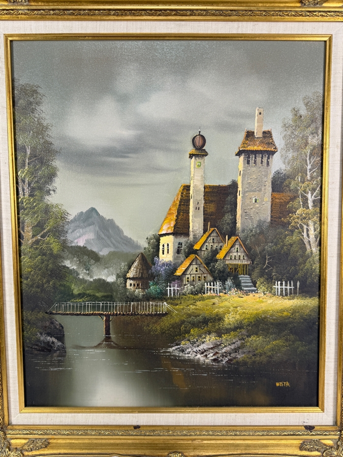 Original Oil Painting on Canvas Signed Lower Right Westal 20 X 24 Framed 25.5 X 29.5 [Photo 2]