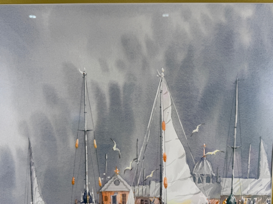 Richard E. Williams Artist Signed Print Titled 'Harbor Views II' 17.5 X 24 Framed 26 X 32.5 [Photo 6]
