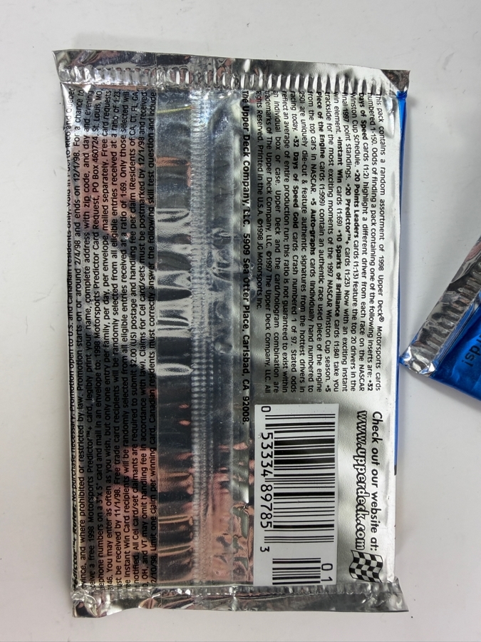 (13) Unopened 1998 Upper Deck Motorsports NASCAR Trading Card Packs [Photo 3]