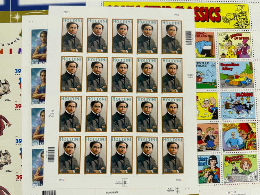 US Mint Postage Stamps: Jim Henson, Dr. Seuss, The Art of Disney, Classic Movie Monsters, Comic Strip Classics, Animals, Houdini and Duke Kahanamoku [Photo 9]