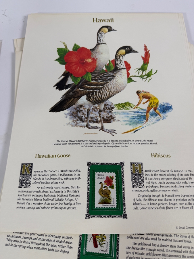 The State Birds and Flowers Commemorative Mint-Stamp Panels Collection with Artist Signed Introductory Panel Signed by Richard Amundsen 50 Mint Stamps / Panels [Photo 13]