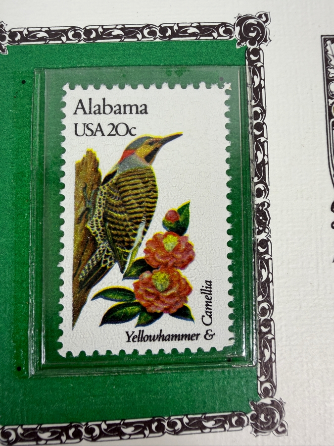 The State Birds and Flowers Commemorative Mint-Stamp Panels Collection with Artist Signed Introductory Panel Signed by Richard Amundsen 50 Mint Stamps / Panels [Photo 5]