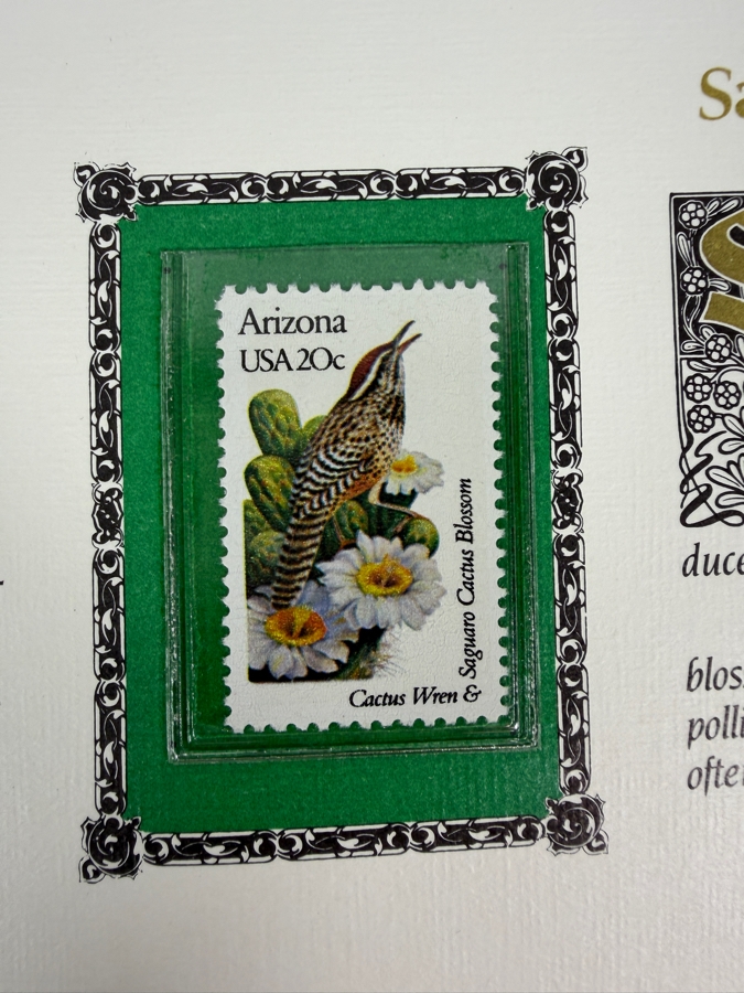 The State Birds and Flowers Commemorative Mint-Stamp Panels Collection with Artist Signed Introductory Panel Signed by Richard Amundsen 50 Mint Stamps / Panels [Photo 9]