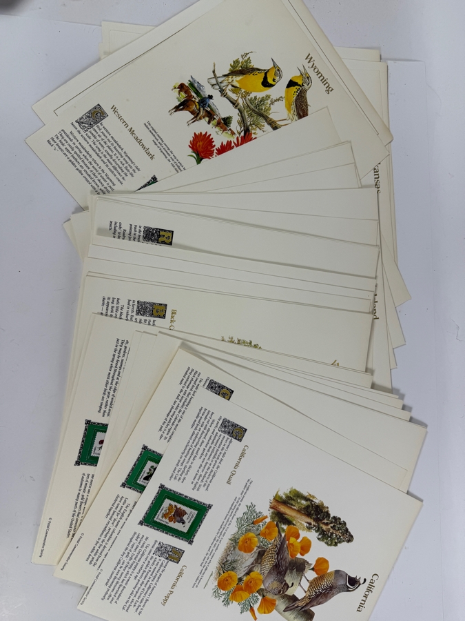 The State Birds and Flowers Commemorative Mint-Stamp Panels Collection with Artist Signed Introductory Panel Signed by Richard Amundsen 50 Mint Stamps / Panels [Photo 12]