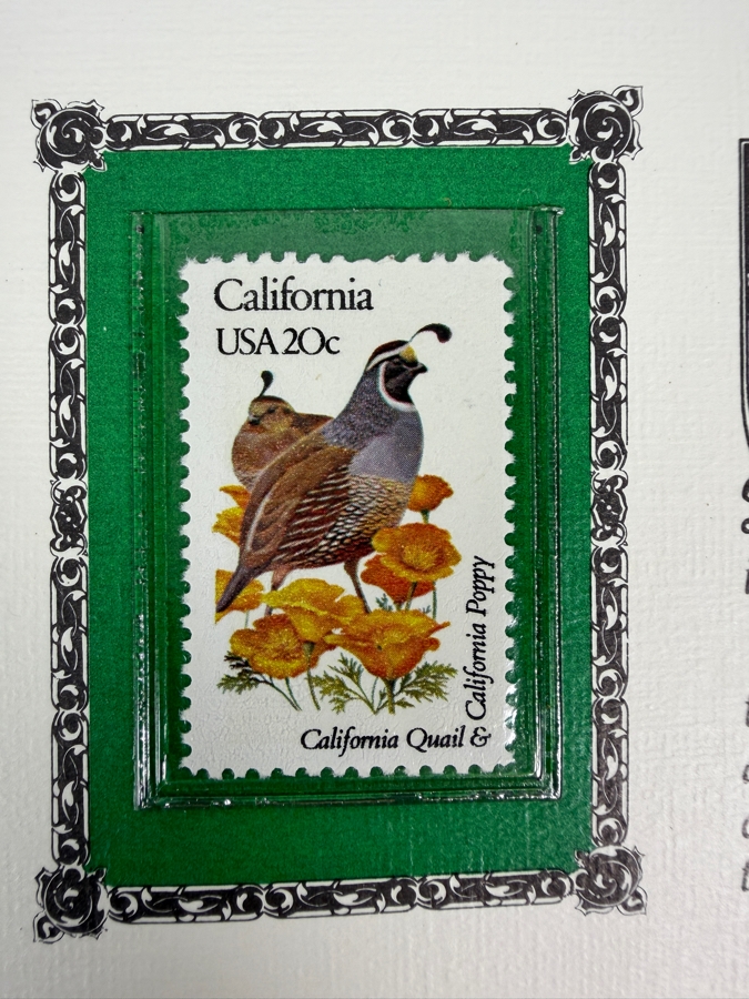 The State Birds and Flowers Commemorative Mint-Stamp Panels Collection with Artist Signed Introductory Panel Signed by Richard Amundsen 50 Mint Stamps / Panels [Photo 11]