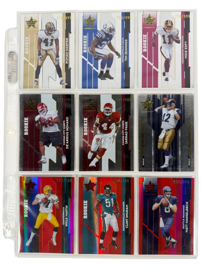 (9) Limited Edition Rookie NFL Football Cards - See Photos