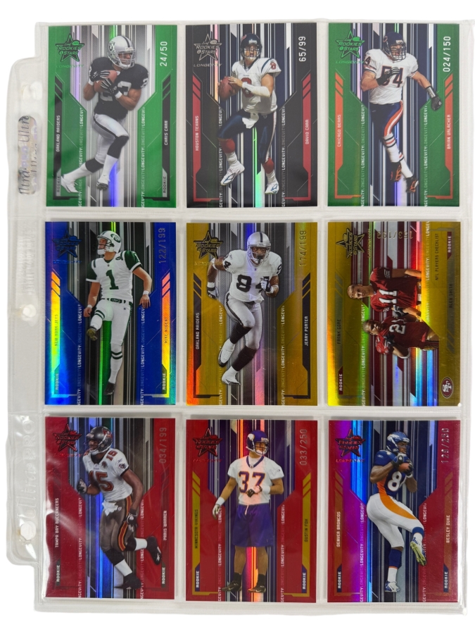 (9) Limited Edition Rookie NFL Football Cards - See Photos