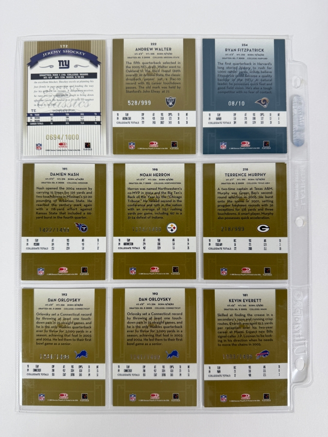 (9) Limited Edition Rookie NFL Football Cards - See Photos [Photo 11]