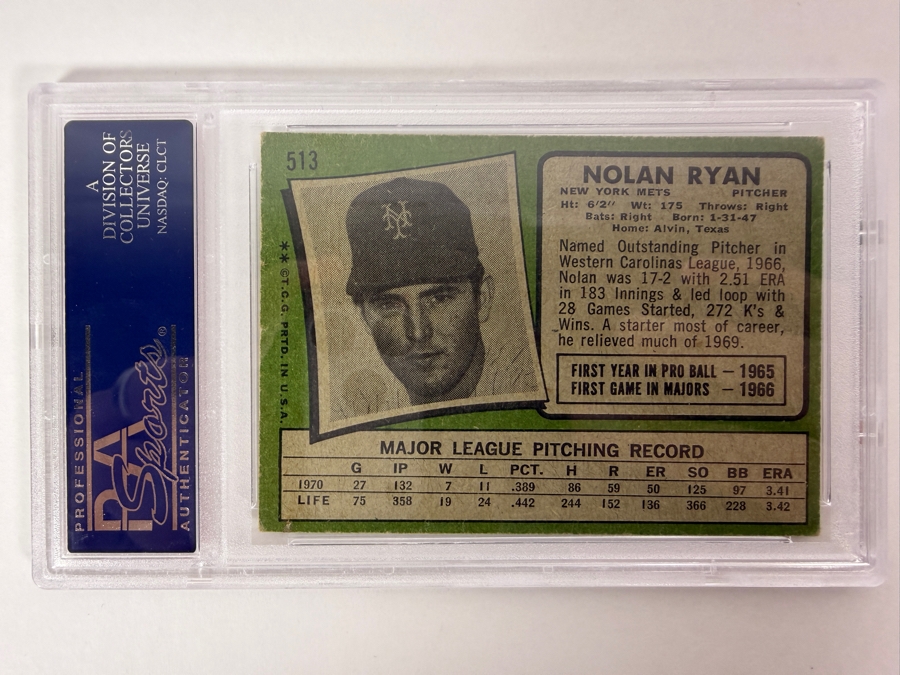 1971 Topps Nolan Ryan #513 MLB Baseball Card PSA 4 Very Good - Excellent [Photo 2]