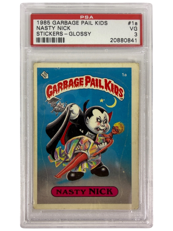 1985 Garbage Pail Kids Nasty Nick Stickers - Glossy #1a PSA 3 Very Good