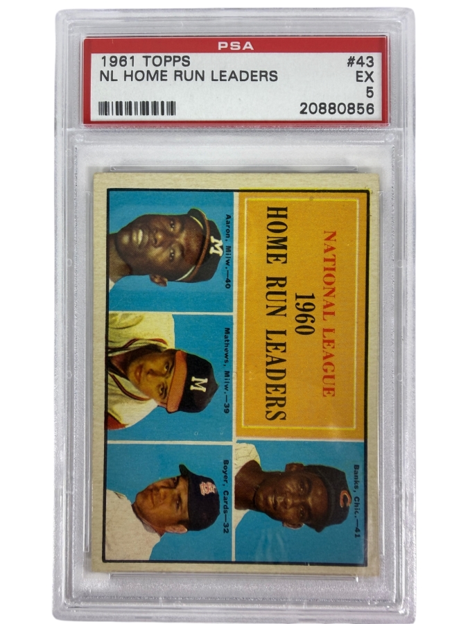 1961 Topps National League Home Run Leaders #43 MLB Baseball Card PSA 5 Excellent