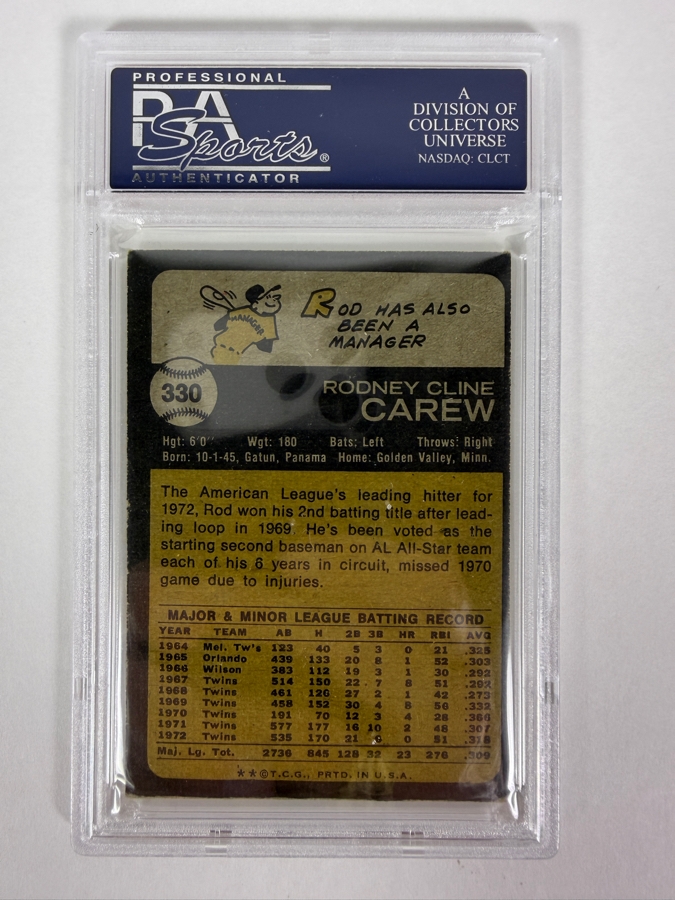 1973 Topps Rod Carew #330 MLB Baseball Card PSA 4 VG-EX [Photo 2]
