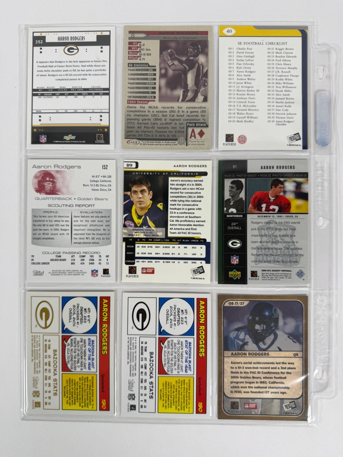 (9) Aaron Rodgers Rookie NFL Football Cards - See Photos [Photo 12]