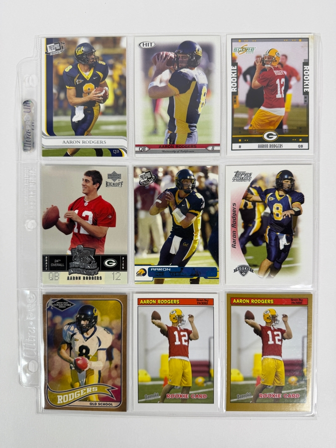 (9) Aaron Rodgers Rookie NFL Football Cards - See Photos [Photo 2]