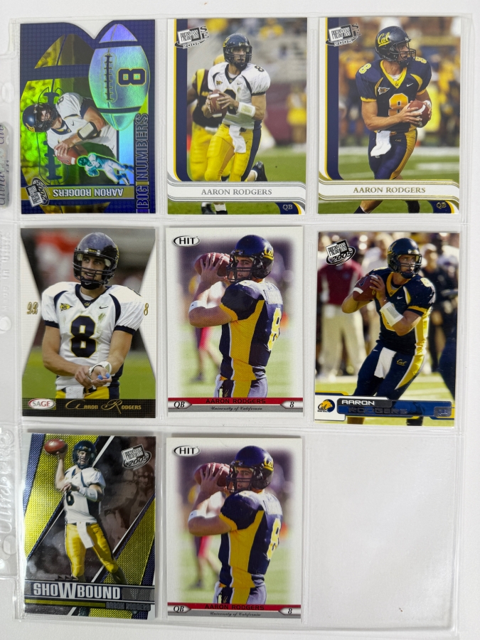 (8) Aaron Rodgers Rookie NFL Football Cards - See Photos