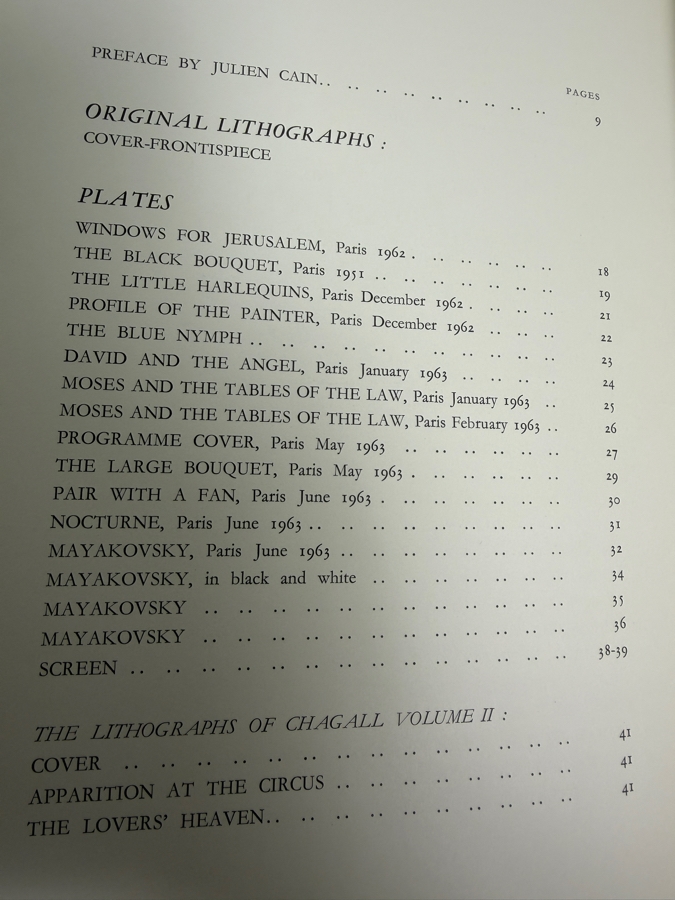 Chagall Lithographe III (1962–1968) Hardcover Book Published by André Sauret in 1969 Featuring an Original Color Lithograph by Marc Chagall [Photo 15]