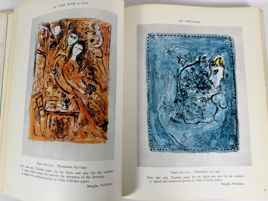 Chagall Lithographe III (1962–1968) Hardcover Book Published by André Sauret in 1969 Featuring an Original Color Lithograph by Marc Chagall [Photo 13]