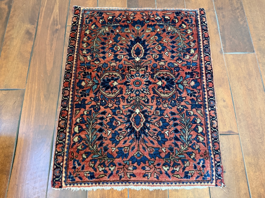 Small Hand-Knotted Wool Persian Rug 22.5 X 28