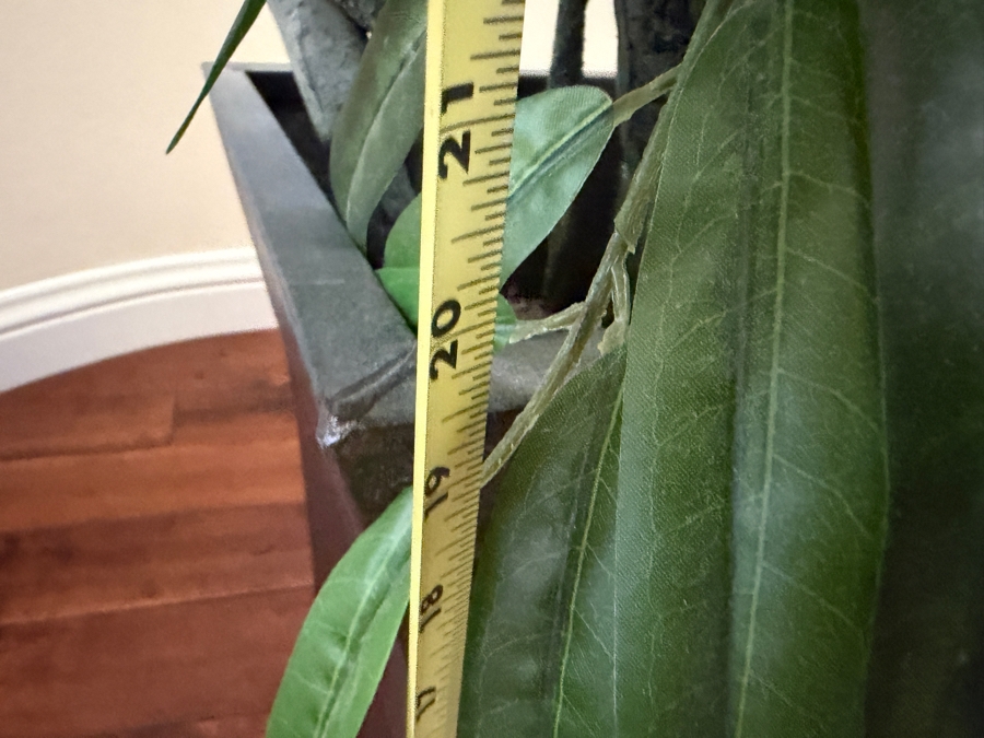 Large Faux Ficus Salicifolia Alii Banana Leaf Silk Tree Featuring A Braided Trunk Accent Within A Dark Rectangular Floor Planter Container 84'H Planter: 20'H [Photo 6]